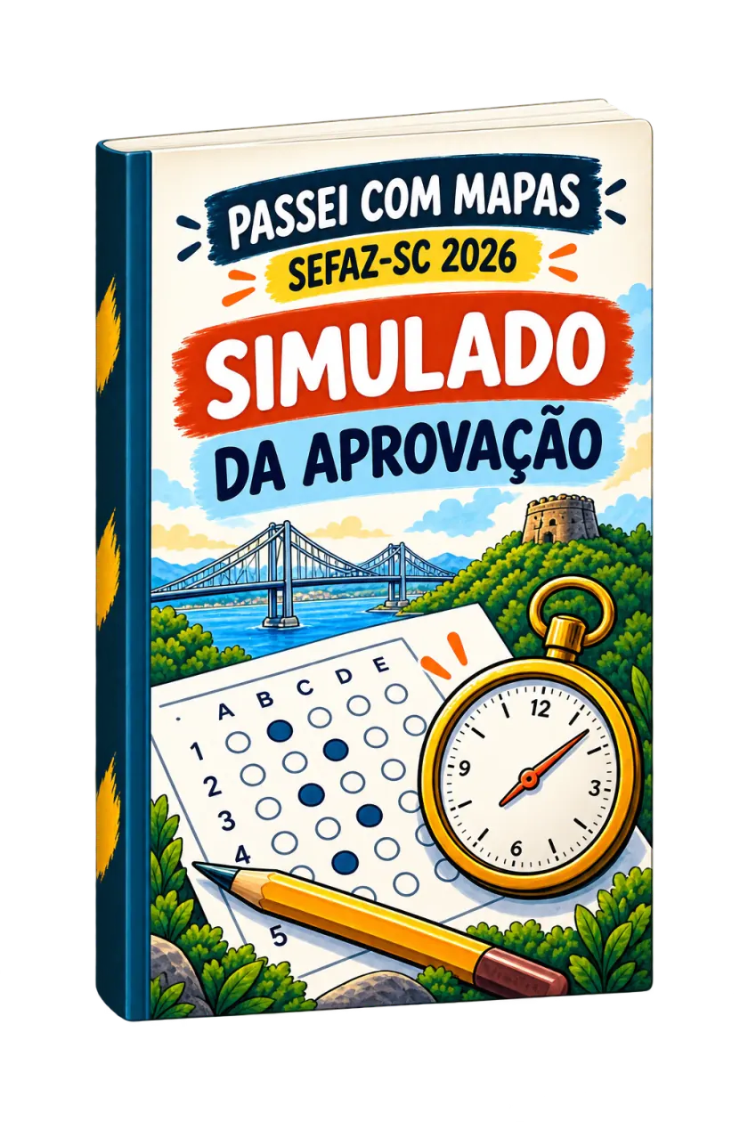 Mockup do bônus Simulado da Aprovação SEFAZ-SC