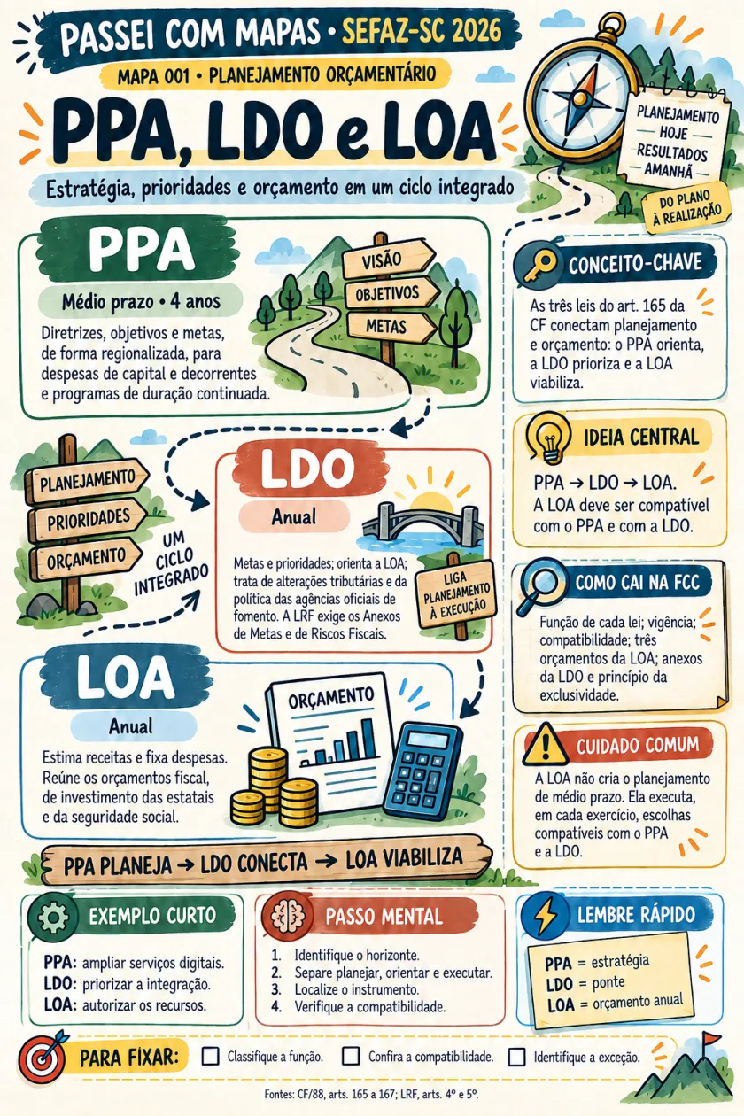 Mapa mental PPA, LDO e LOA